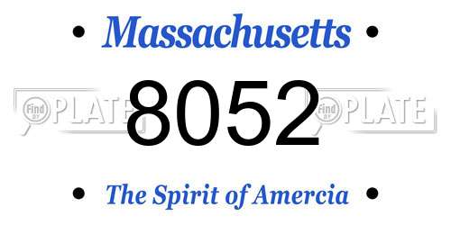 8052 Massachusetts License Plate