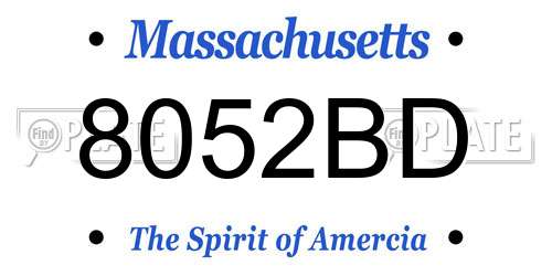 8052BD Massachusetts License Plate