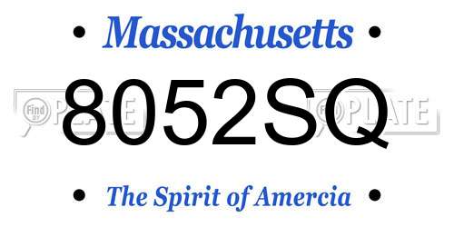 8052SQ Massachusetts License Plate