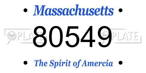 80549 Massachusetts License Plate