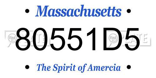 80551D5 Massachusetts License Plate