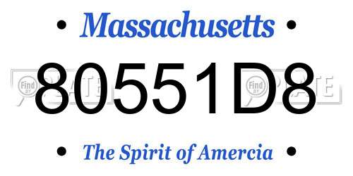 80551D8 Massachusetts License Plate