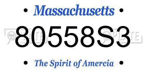 80558S3 Massachusetts License Plate