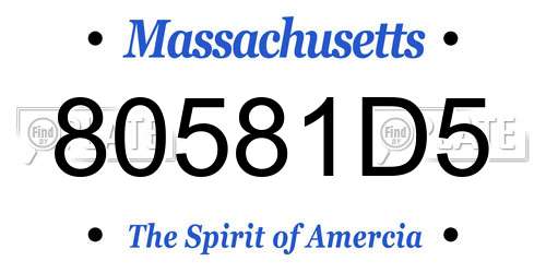 80581D5 Massachusetts License Plate