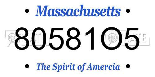 80581O5 Massachusetts License Plate