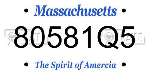 80581Q5 Massachusetts License Plate
