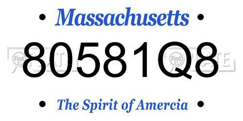 80581Q8 Massachusetts License Plate