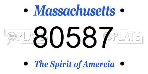 80587 Massachusetts License Plate