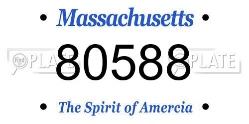 80588 Massachusetts License Plate