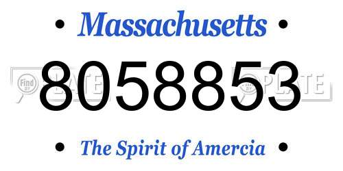 8058853 Massachusetts License Plate