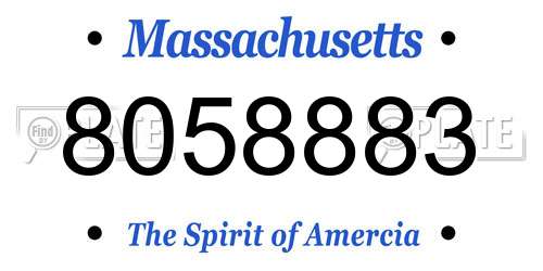 8058883 Massachusetts License Plate