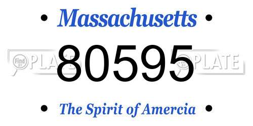 80595 Massachusetts License Plate