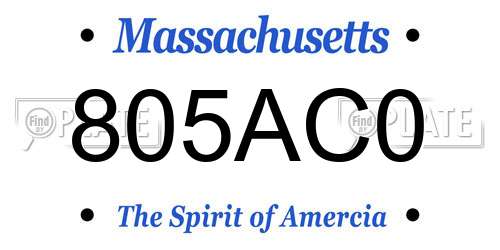 805AC0 Massachusetts License Plate