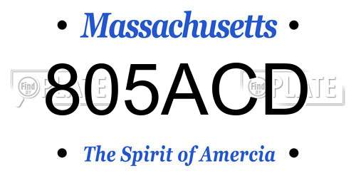 805ACD Massachusetts License Plate