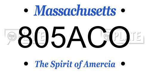 805ACO Massachusetts License Plate