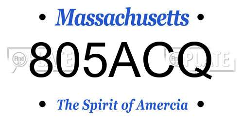 805ACQ Massachusetts License Plate