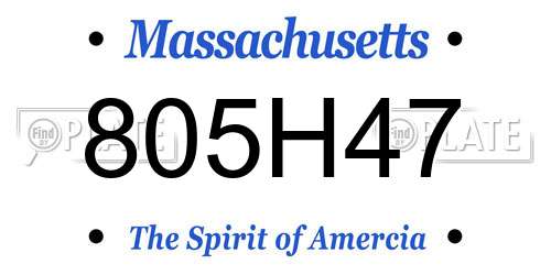 805H47 Massachusetts License Plate