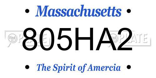 805HA2 Massachusetts License Plate