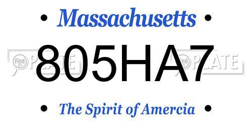 805HA7 Massachusetts License Plate