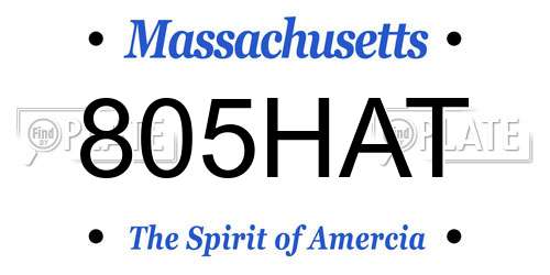 805HAT Massachusetts License Plate
