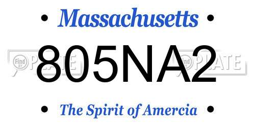 805NA2 Massachusetts License Plate