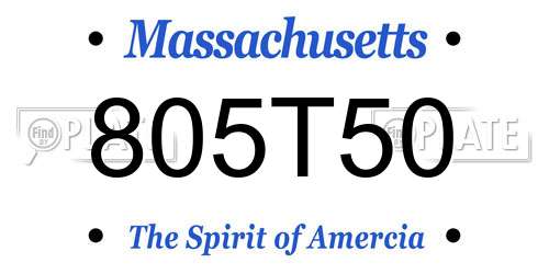 805T50 Massachusetts License Plate