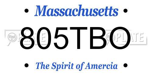 805TBO Massachusetts License Plate