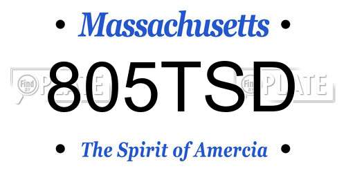 805TSD Massachusetts License Plate
