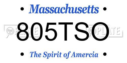 805TSO Massachusetts License Plate