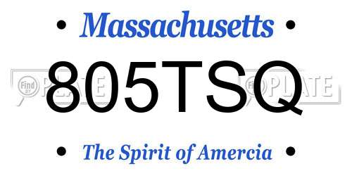 805TSQ Massachusetts License Plate