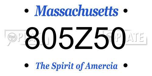 805Z50 Massachusetts License Plate