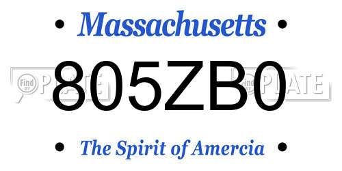 805ZB0 Massachusetts License Plate