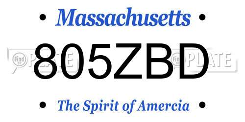 805ZBD Massachusetts License Plate
