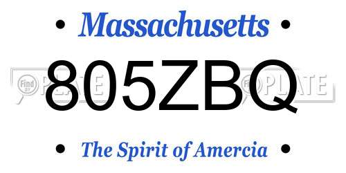 805ZBQ Massachusetts License Plate