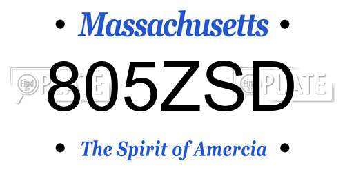 805ZSD Massachusetts License Plate
