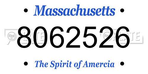 8062526 Massachusetts License Plate