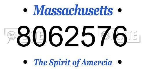 8062576 Massachusetts License Plate