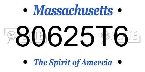 80625T6 Massachusetts License Plate