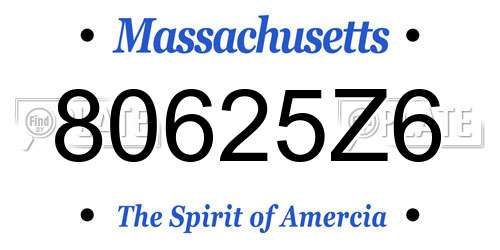 80625Z6 Massachusetts License Plate