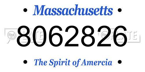 8062826 Massachusetts License Plate