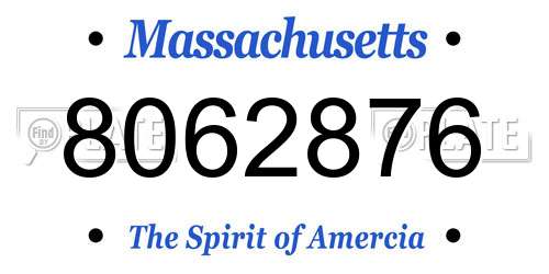 8062876 Massachusetts License Plate