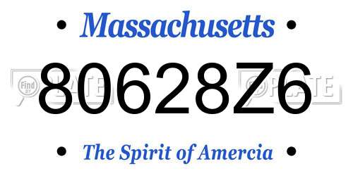 80628Z6 Massachusetts License Plate