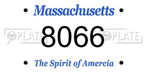 8066 Massachusetts License Plate