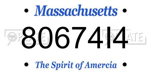 80674I4 Massachusetts License Plate