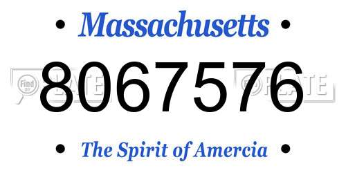 8067576 Massachusetts License Plate