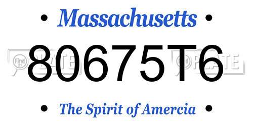 80675T6 Massachusetts License Plate