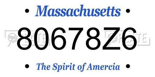 80678Z6 Massachusetts License Plate