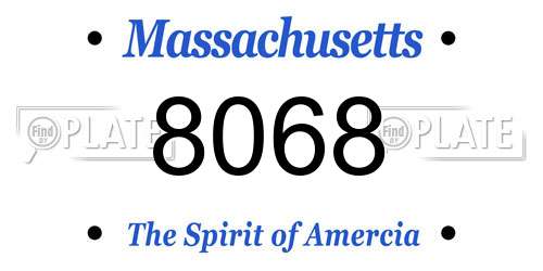 8068 Massachusetts License Plate