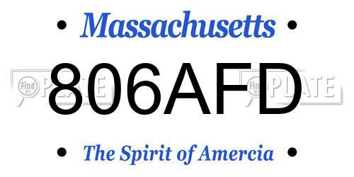 806AFD Massachusetts License Plate