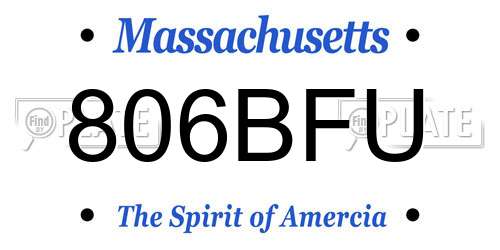 806BFU Massachusetts License Plate